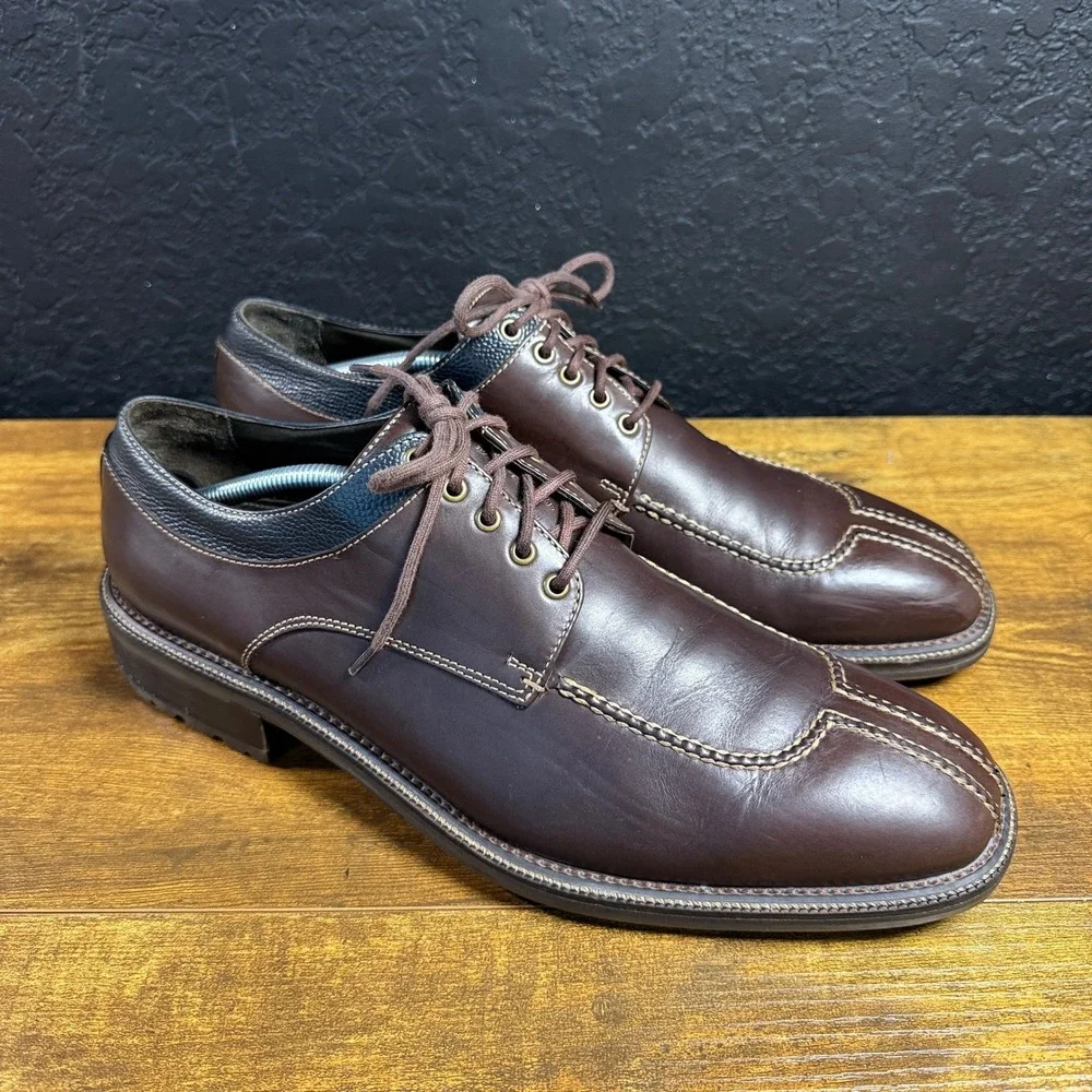 Cole Haan Split Toe C03889 Brown Leather Oxford Shoes Mens Size 12M